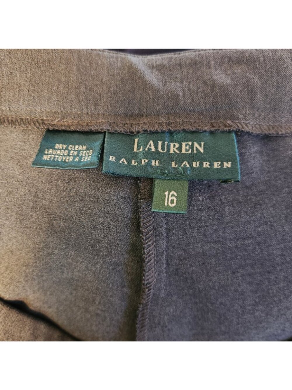 Lauren Ralph Lauren Gray Dress Pants w Clasp Size 16 XL XLARGE Zipper Pockets - Picture 5 of 5